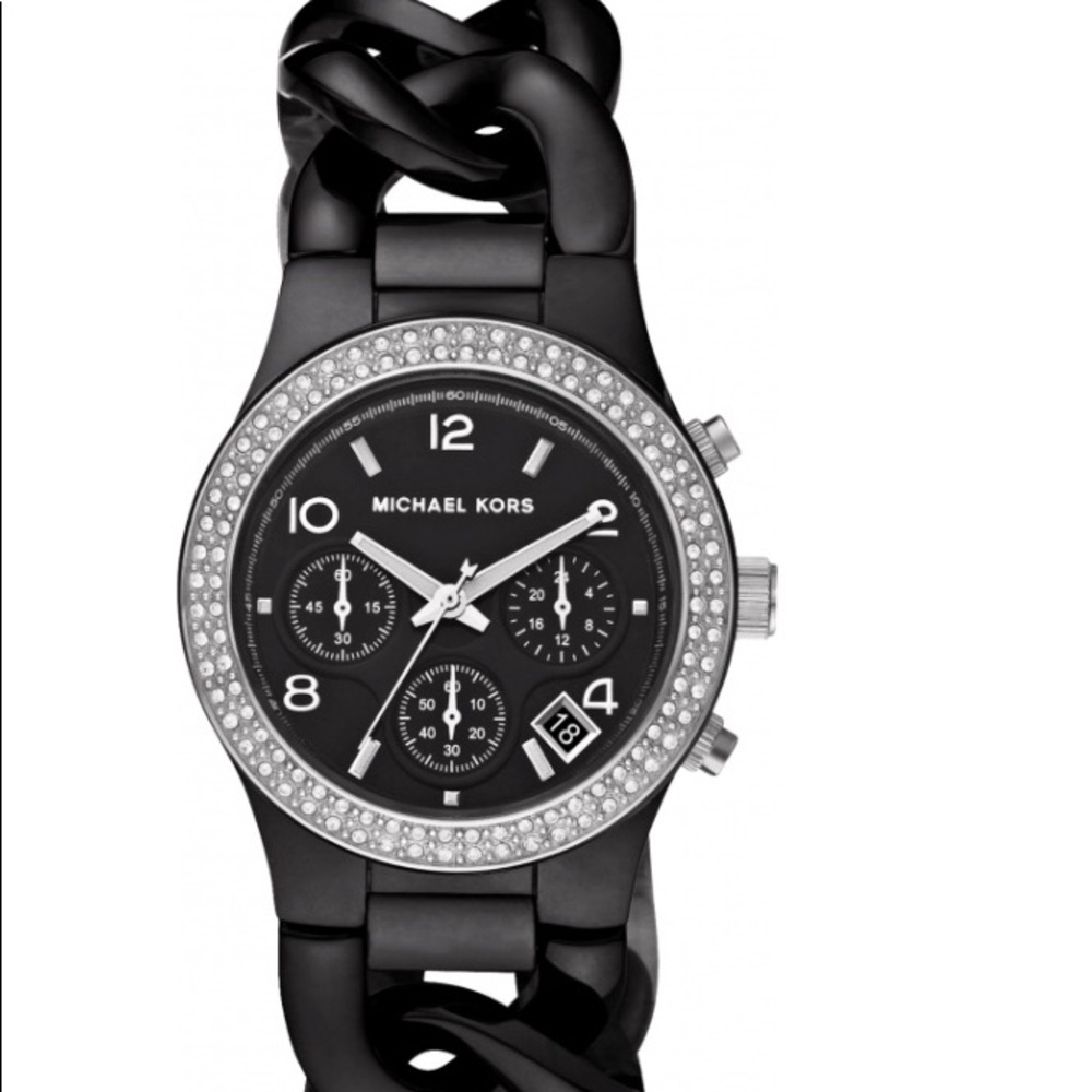 Black MK Women’s Runway Twist Chronograph SS Watch